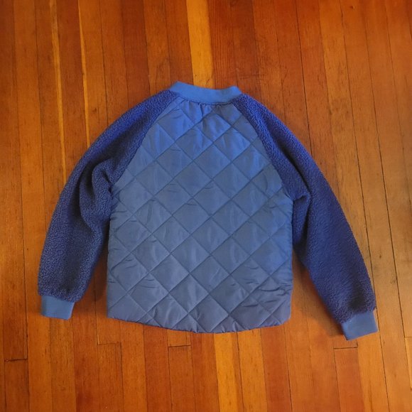 Cobalt Blue Mixed Material Teddy Coat Size M - Picture 3 of 8